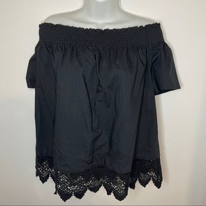 NWT Cold Shoulder Lace Trim Blouse